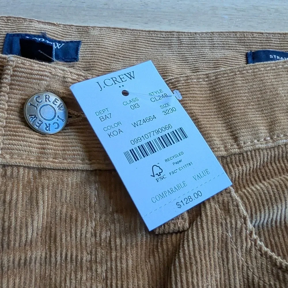 J.Crew Straight-Fit Corduroy Pant 32x30‎ NEW Camel Color
